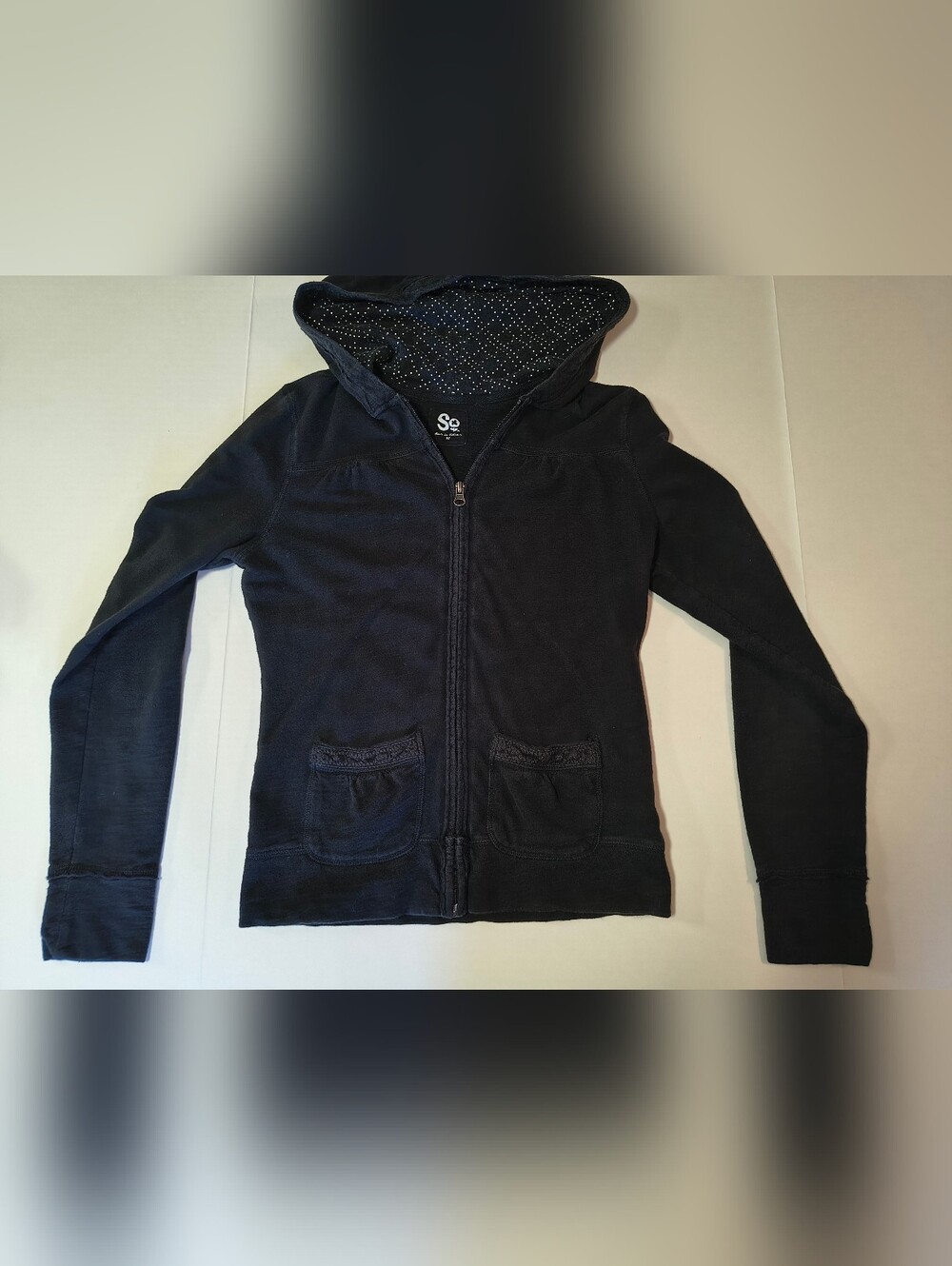 SO Black Zip-Up Hoodie with Pockets